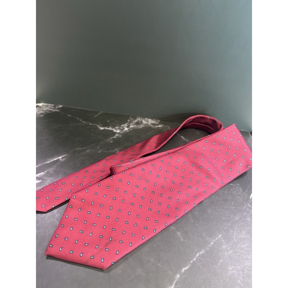 Vintage CHRISTIAN DIOR Red Geometric Silk Tie Designer Necktie‎ Made In Italy